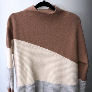 Patchwork Funnel Neck Sweater